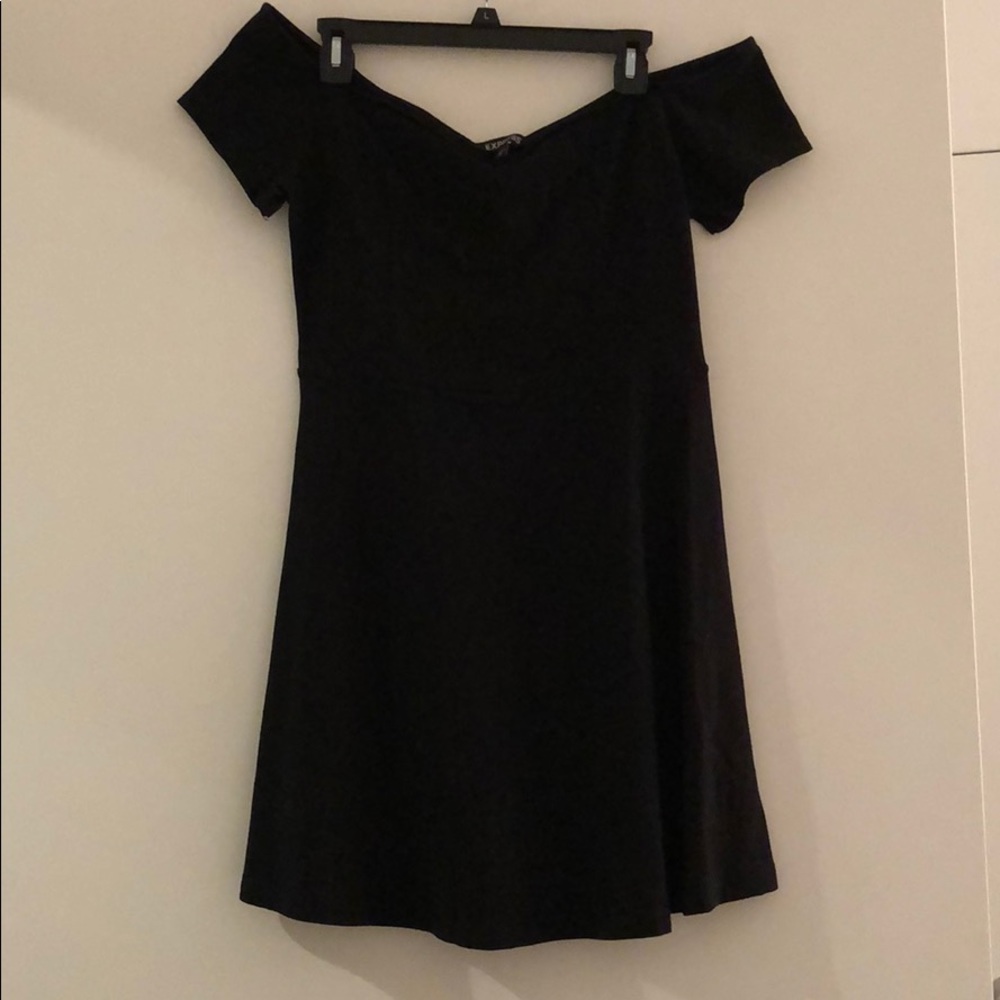 Off the shoulder black skater dress